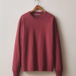 American Giant Burgundy Men's Premium Slub Crew Tee Long Sleeve